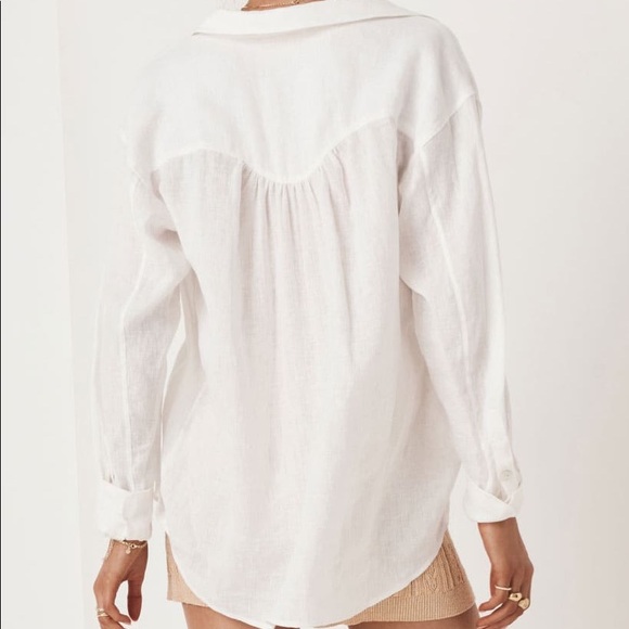Spell | White Basic Linen Blouse | L - Picture 2 of 16